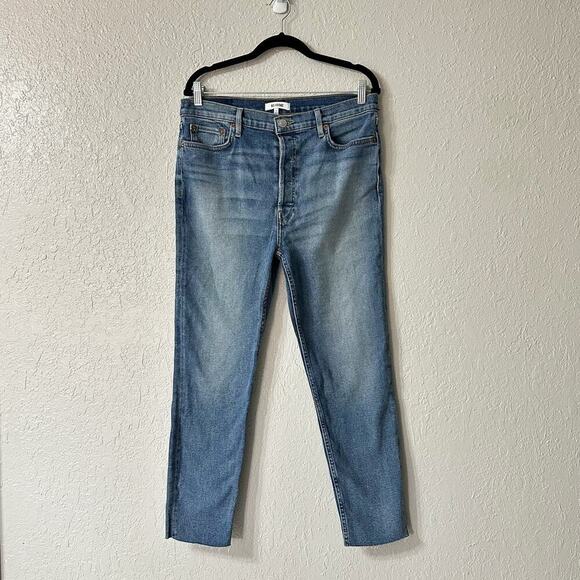 NWT RE/DONE Originals 90s High Rise Ankle Crop Jeans Medium Blue Women 31 - Picture 2 of 11